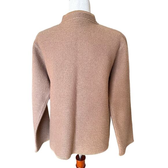 Womens Jacket Cardigan Size Large Brown Wool Chunky Button Floral Embroidery - Picture 3 of 10